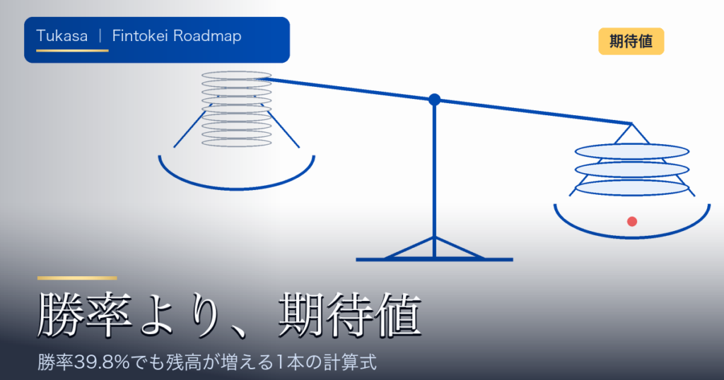 勝率より期待値。天秤で少数の大きい利益が多数の小さい勝ちに勝つ図解サムネイル